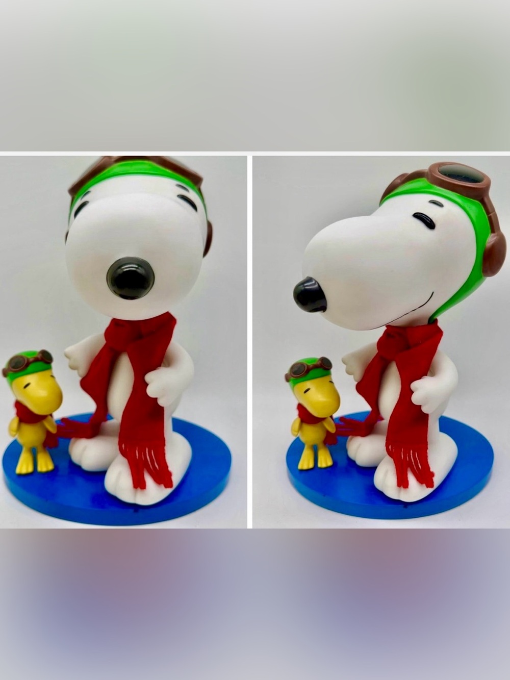 Vtg. Danbury Mint Snoopy Woodstock Flying Ace Porcelain Figure Posable Arms Head